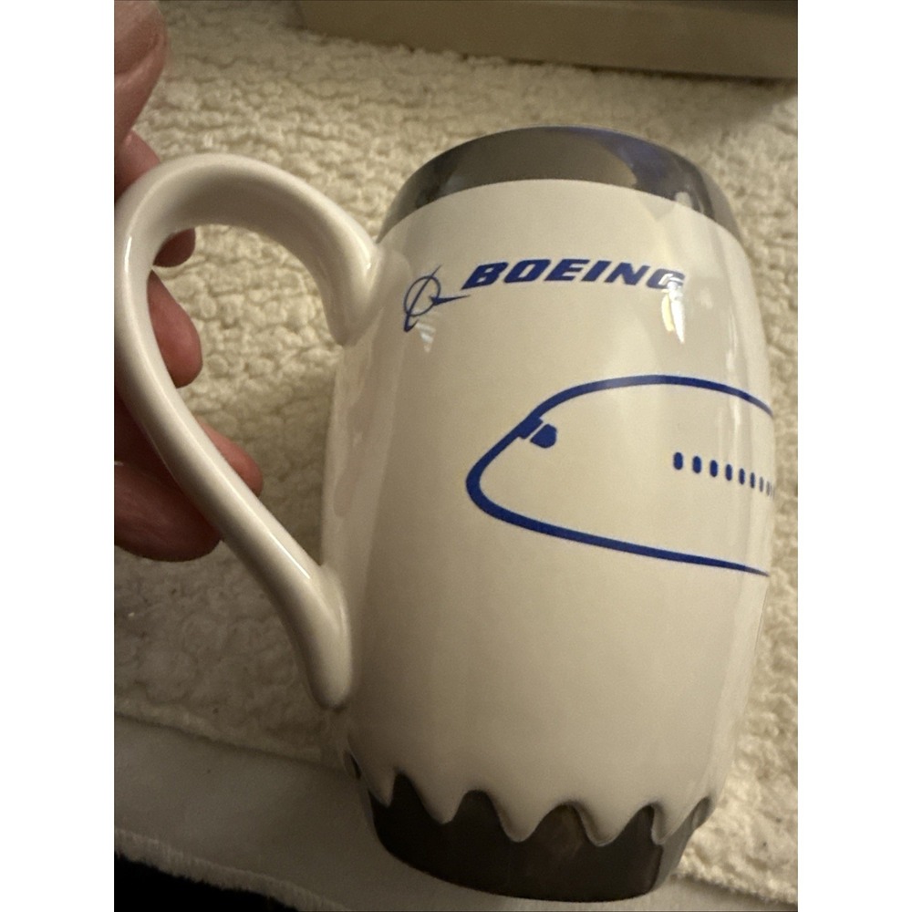 Boeing 737 MAX Airplane Coffee Mug Blue White Silver  5.5" VERY RARE 🔥